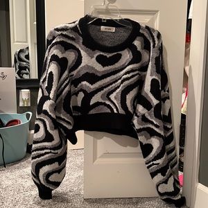 Womens black and white heart sweater